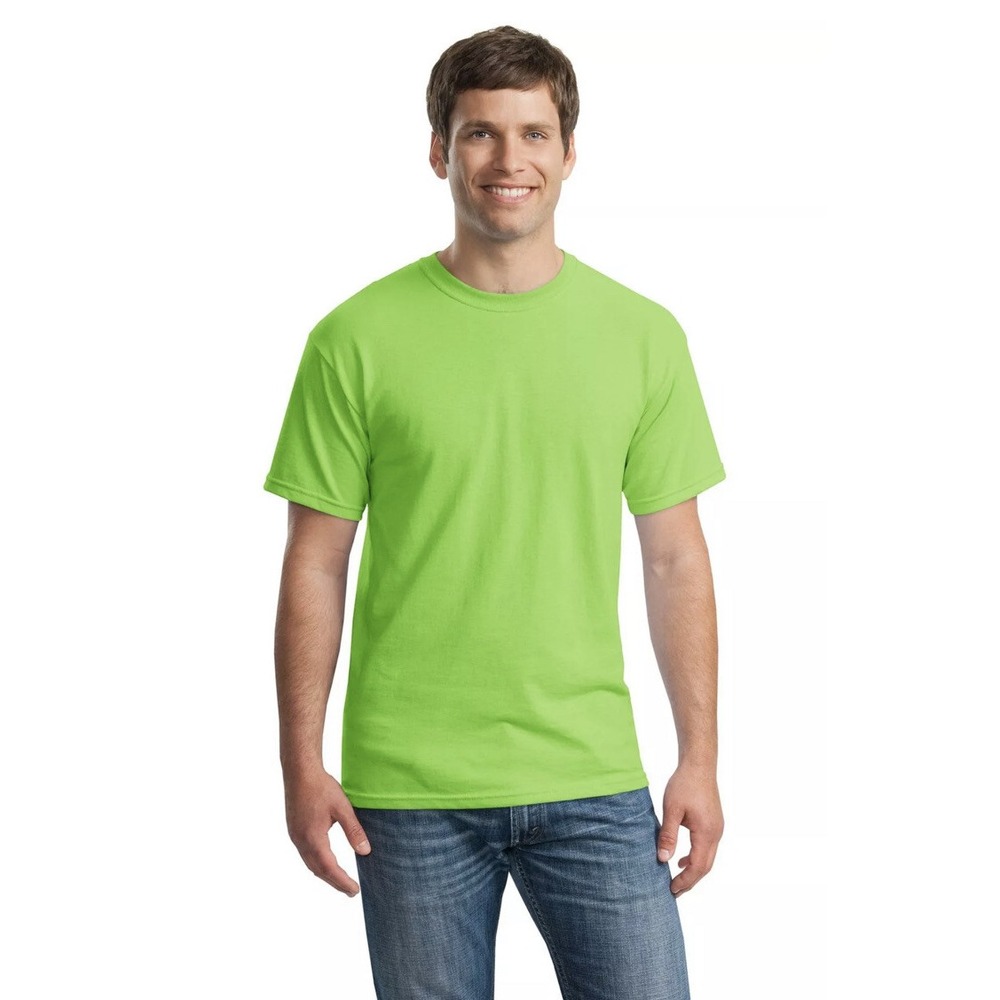 Gildan Mens Short Sleeve Cotton Crew Neck T-Shirt 5000 Lime Green Medium
